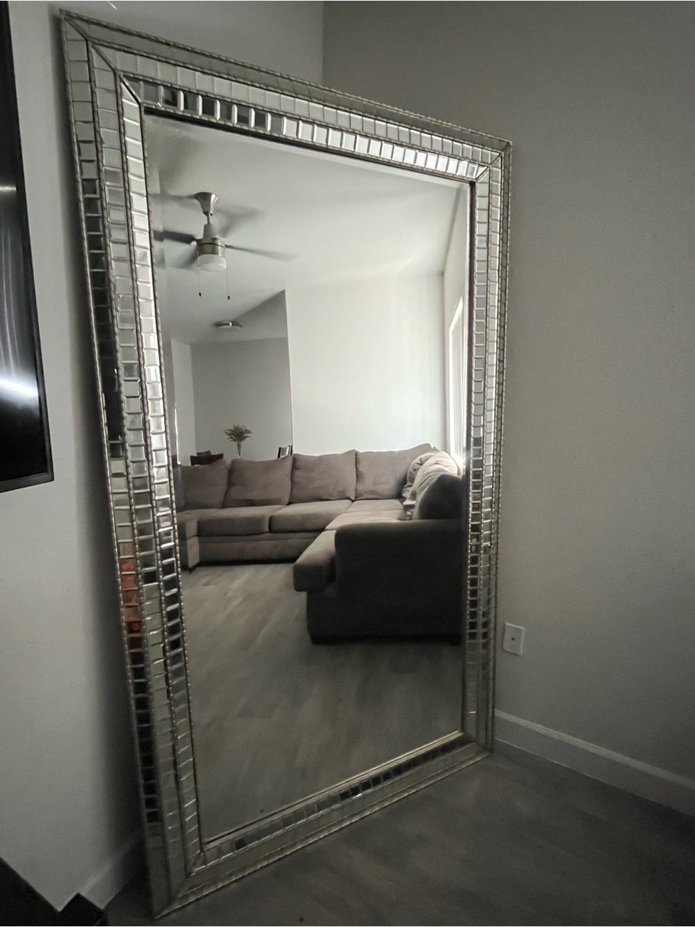 Contemporary Silver Framed Wall Mirror - Elegant Accent for Living Spaces